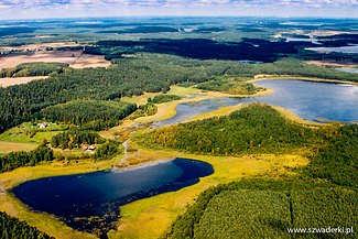 Widok lotniczy na region wokół Szwaderek